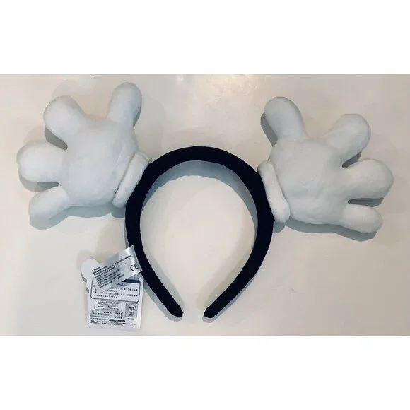 NEW DISNEY MICKEY MOUSE PLUSH WHITE GLOVES MOUSE EARS HEADBAND Hair Accessory - Picture 2 of 4